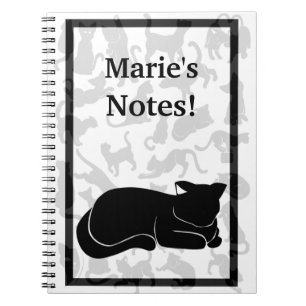 Caderno Espiral Padrão de Gato Preto