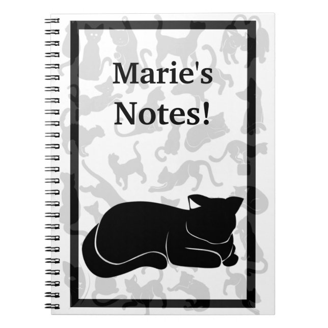 Caderno Espiral Padrão de Gato Preto (Frente)