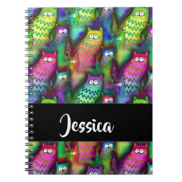 Caderno Espiral Padrão de gatos gradiente coloridos