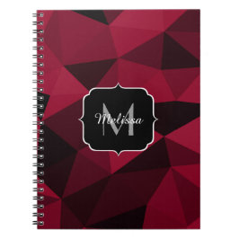 Caderno Espiral Padrão de geometria do preto vermelho magenta Mono