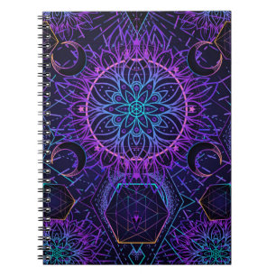 Caderno Espiral Padrão de Geometria Sagrada sem falhas. Símbolos h