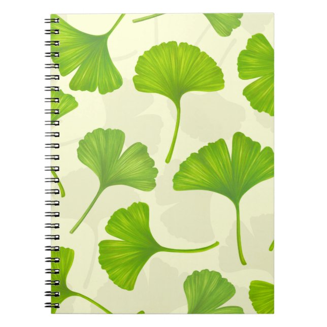 Caderno Espiral Padrão de ginkgo em branco (Frente)