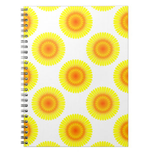 Caderno Espiral Padrão de girassol personalizado