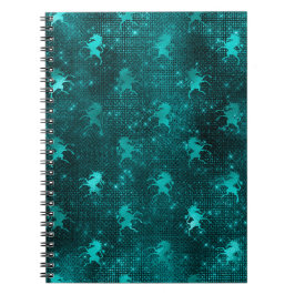 Caderno Espiral Padrão de Glama de Ombre de Teal