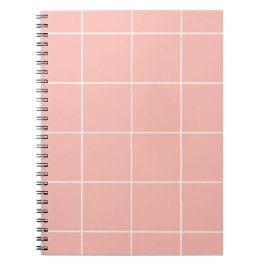 Caderno Espiral Padrão de Grade Neutra Minimalista com Xadrez Suav