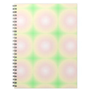 Caderno Espiral Padrão de Gradiente Óptico 3D Branco Rosa Verde Pá