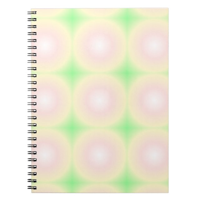 Caderno Espiral Padrão de Gradiente Óptico 3D Branco Rosa Verde Pá (Frente)