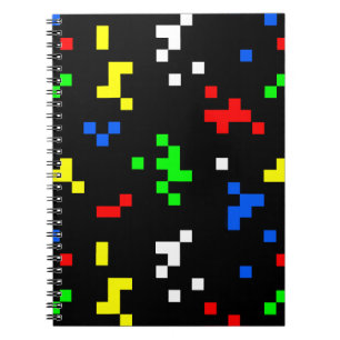 Caderno Espiral Padrão de Gráficos de Jogo de Vídeo Retro de 8 Bit