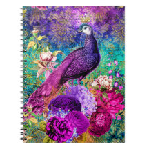 Padrão de Grunge de Peacock Ilustrado da Vintage