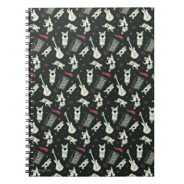 Caderno Espiral Padrão de guitarra e amplificador punk do Scooby-D (Frente)