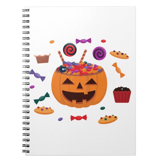 Caderno Espiral padrão de Halloween (Frente)