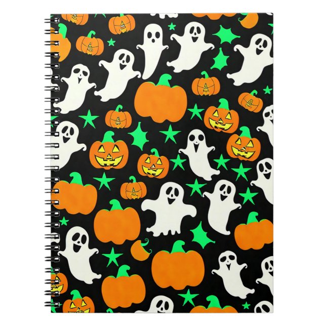 Caderno Espiral Padrão de Halloween (Frente)