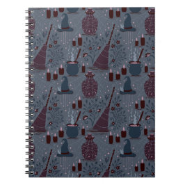 Caderno Espiral Padrão de Halloween Mágico ao Luar