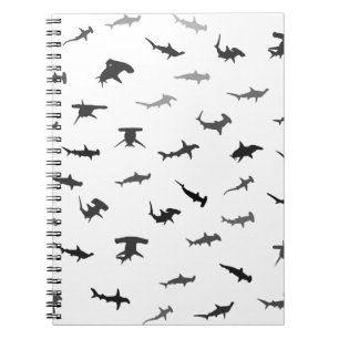 Caderno Espiral Padrão de Hammerhead Shark Hammerhead minimalista