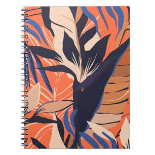 Caderno Espiral Padrão de ilustração das plantas exóticas modernas