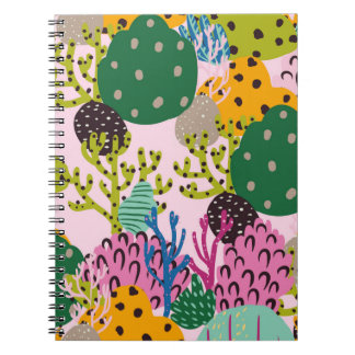 Caderno Espiral Padrão de ilustração submarina brilhante com belez