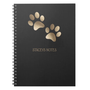 Caderno Espiral Padrão De Impressão Da Pata Dourada E Do Carvão