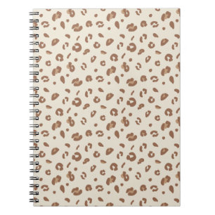 Caderno Espiral Padrão de Impressão de Leopardo Abstrato Neutro   