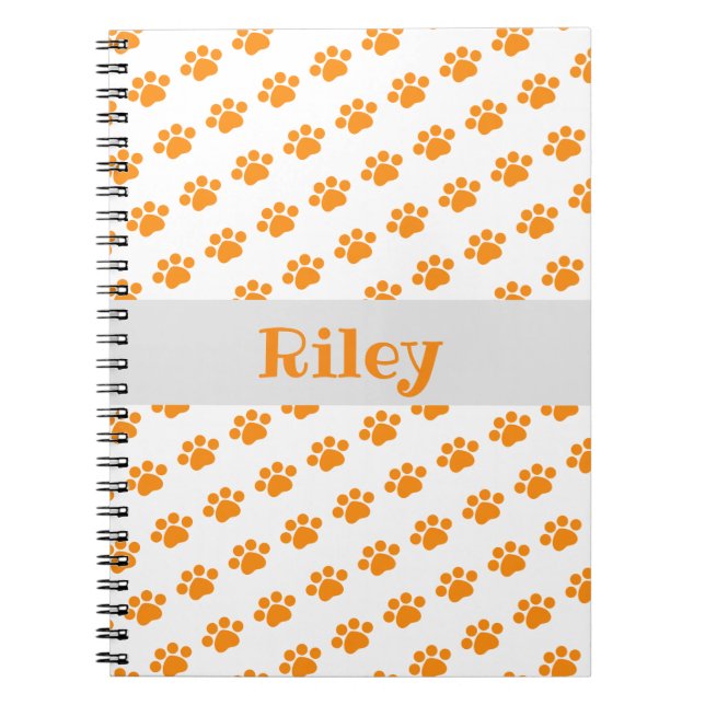 Caderno Espiral Padrão de impressão de pata laranja personalizada (Frente)