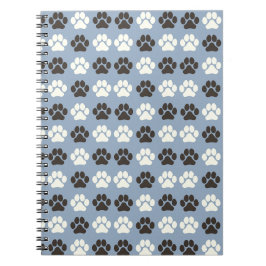 Caderno Espiral Padrão de Impressão de Pata Prata Azul
