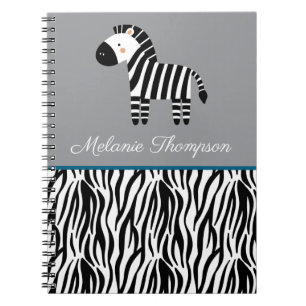 Caderno Espiral Padrão de Impressão de Zebra Nome Personalizado 
