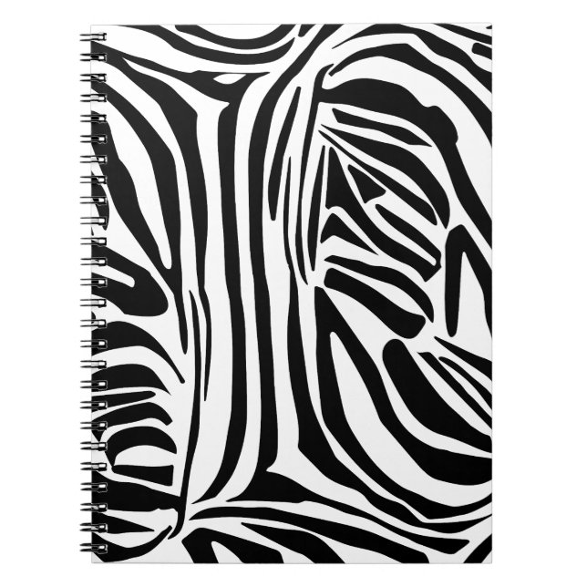 Caderno Espiral Padrão de Impressão de Zebra Preto e Branco Ousado (Frente)