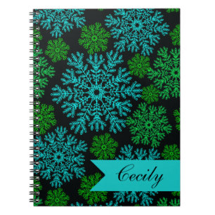Caderno Espiral Padrão de inverno para flocos de neve elegantes pe