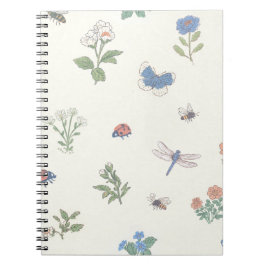 Caderno Espiral Padrão de Jardim Botânico de Flores Silvestres Flo