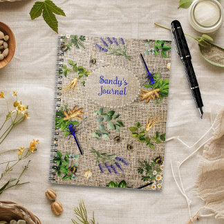 Caderno Espiral Padrão de Jardim de Ervas Personalizado Verão