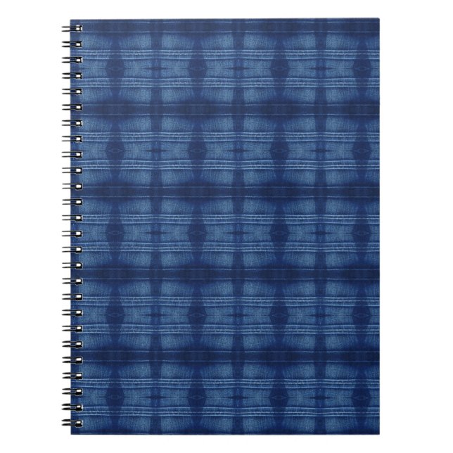 Caderno Espiral padrão de jeans azuis (Frente)