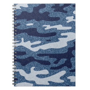 Caderno Espiral Padrão de Jeans Denim Detectados por Camuflagem