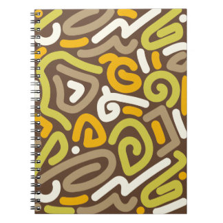 Caderno Espiral Padrão de Laço Desenho Marrom e Dourado Terroso