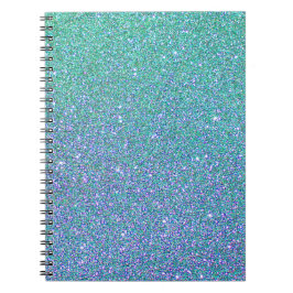 Caderno Espiral Padrão de Lente Azul Verde Trendy
