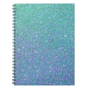 Caderno Espiral Padrão de Lente Azul Verde Trendy