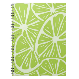 Caderno Espiral Padrão de Limão Cítrico – Estética de Frutas Verde