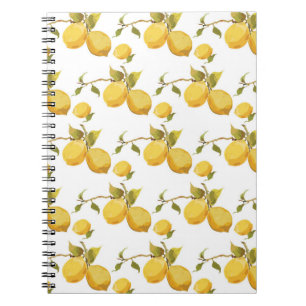 Caderno Espiral Padrão de limão da vindima