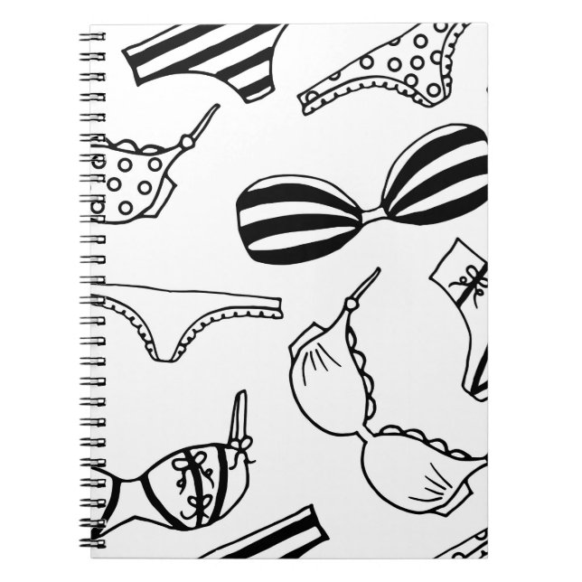 Caderno Espiral Padrão de lingerie: Design de fundo de roupa infer (Frente)