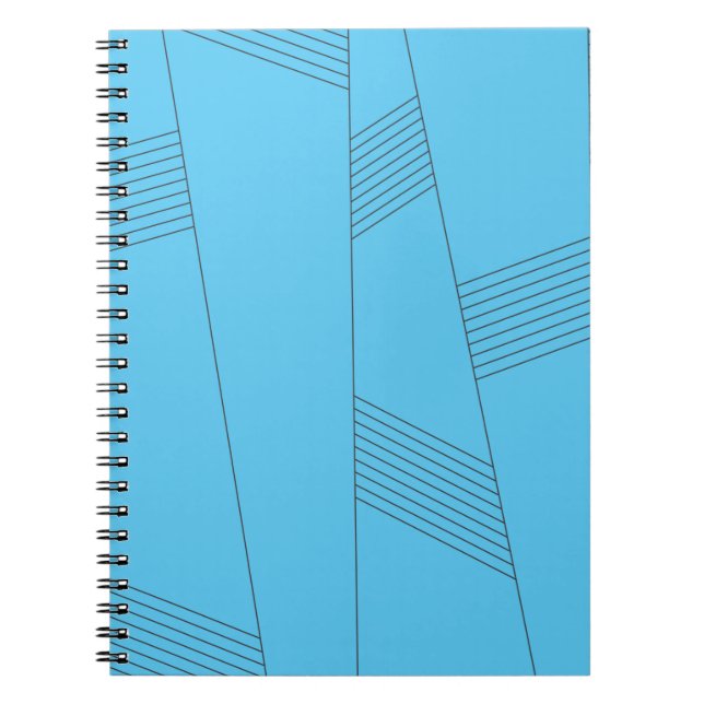 Caderno Espiral Padrão de linha abstrato azul, simples, elegante (Frente)