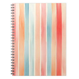Caderno Espiral Padrão de Listra Colorido Aquarela Brilhante