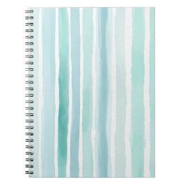 Caderno Espiral Padrão de Listra Vertical Aquática Aquarela Costei