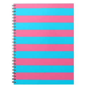 Caderno Espiral Padrão de Listras Azuis Rosa