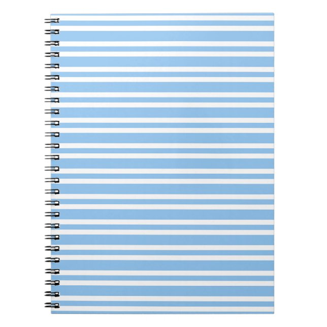 Caderno Espiral Padrão de Listras Brancas Azuis (Frente)