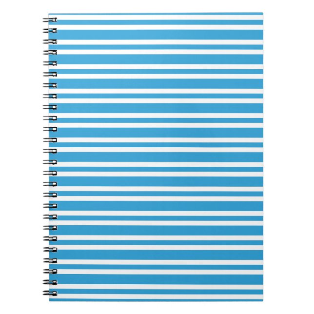Caderno Espiral Padrão de Listras Brancas Azuis (Frente)