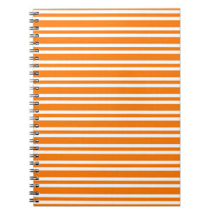 Caderno Espiral Padrão de Listras Brancas Laranja
