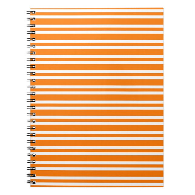 Caderno Espiral Padrão de Listras Brancas Laranja (Frente)