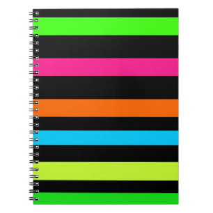 Caderno Espiral Padrão de Listras Neon
