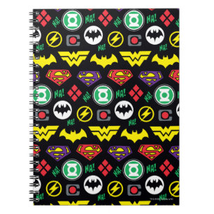 Caderno Espiral Padrão de logotipo da Liga da Justiça de Chibi