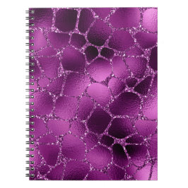 Caderno Espiral Padrão de Manchas de Girafa com Glitter Glam Ombre