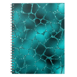 Caderno Espiral Padrão de Manchas de Girafa com Glitter Glam Ombre