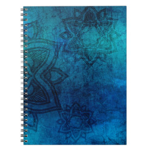Caderno Espiral Padrão de Mandala Azul-Claro Distante